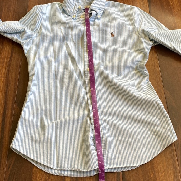 Ralph Lauren Blue Striped 100% Cotton Oxford Button Down Shirt Flesh Pony - Picture 8 of 9
